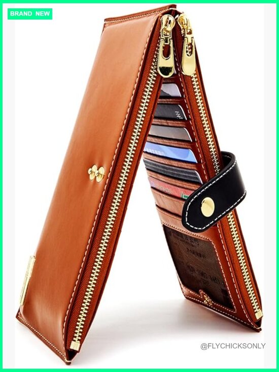 Handbags - Genuine Leather RFID Blocking Zip Around Wallet with Credit Card Holders